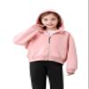 Rolanko Girls Zip Up Cropped Hoodies Long Sleeve Sweatshirts with Pockets Jackets Kids Tops Clothes (Pink, 12-13 Years) view 2