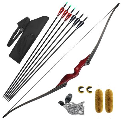 60'' Archery Longbow and Arrow Set for Adult Takedown Wooden Longbow with Arrow Quiver Competition Long Bow for Hunting Right Hand (35lbs)
