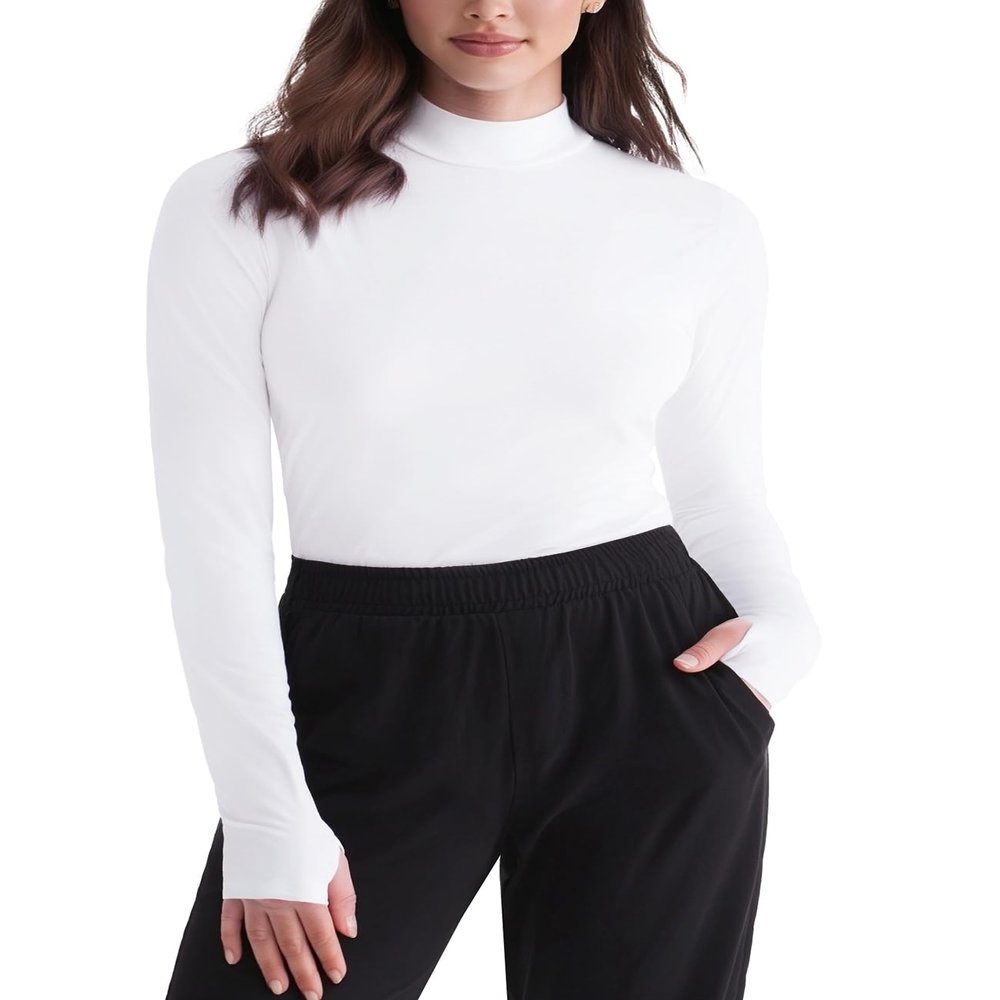 Zengjo Long Sleeve Running Shirts Women Thermal(White,S)