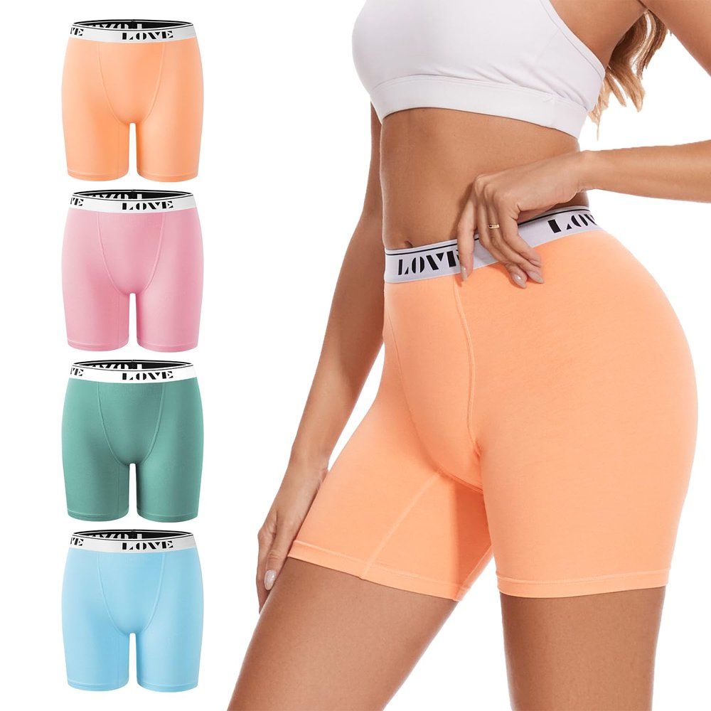 ALLBASE Womens Boxer Briefs Soft Modal High Waisted Boy Shorts Underwear for Women Anti Chafing Undershorts Multicolor 3X-Large Pack of 4
