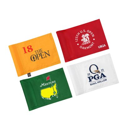 CoGolfing 2025 Grand Slam Golf Flag Mini, 8x6 Inch, Double-Sided Silk-Screened, Fade-Resistant 420D Nylon, Ideal for Backyard Practice Putting Green, 4-Pack