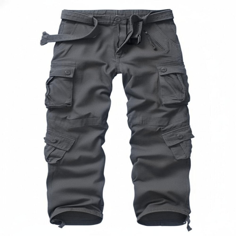 AKCARGO Cargo Pants for Men Casual Outdoor Relaxed Fit Camo Work Pants with 8 Pockets No Belt Gray 30