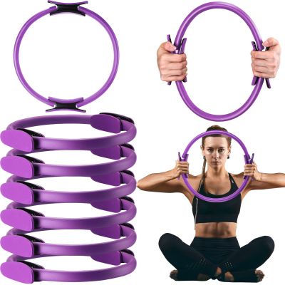 Syhood 6 Pcs Pilates Ring 11.81 Inch Pilates Circle Yoga Ring Magic Lightweight Flexible Workout Equipment for Fitness Physical Therapy Resistance Exercise Arms Legs(Purple)