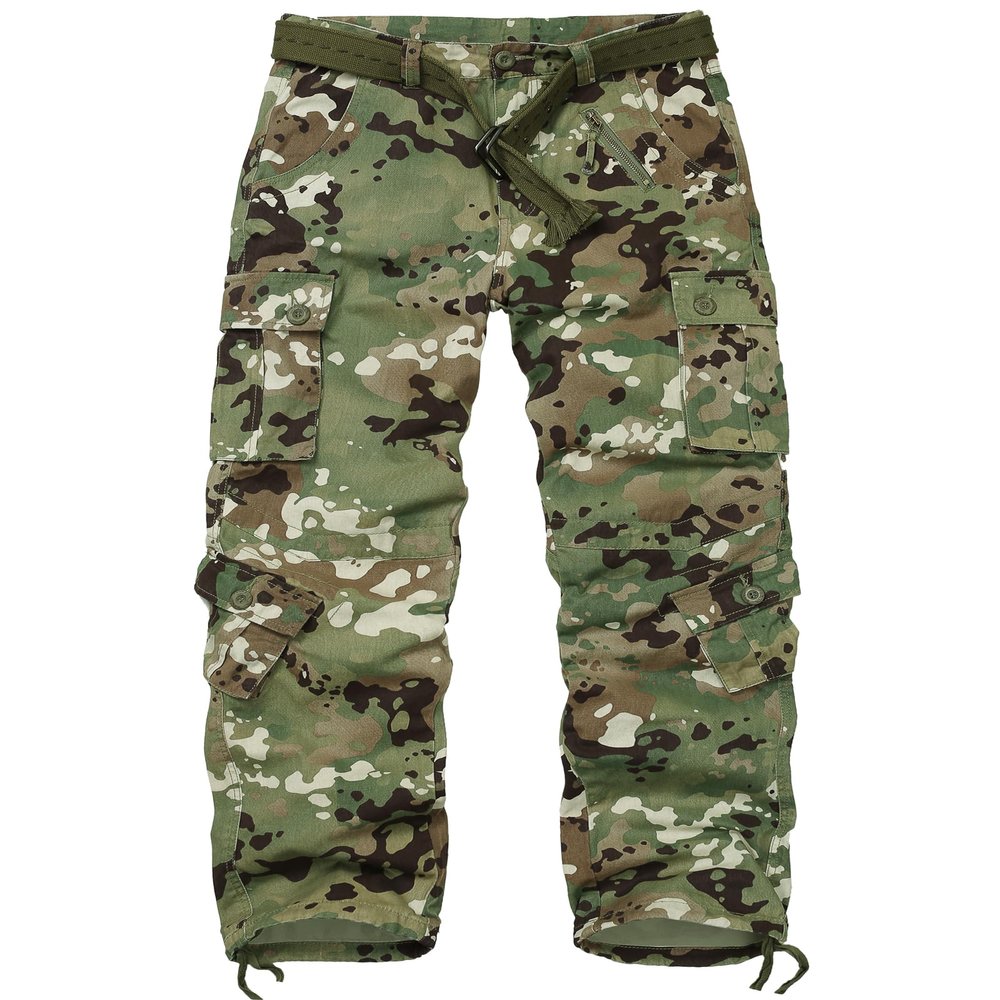 AKCARGO Cargo Pants for Men Casual Outdoor Relaxed Fit Camo Work Pants with 8 Pockets No Belt CP Camo 42