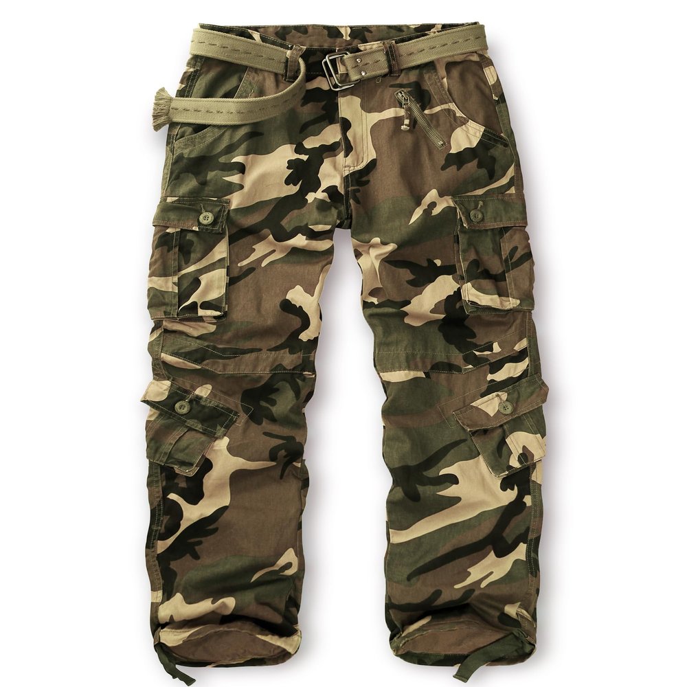 AKCARGO Cargo Pants for Men Casual Outdoor Relaxed Fit Camo Work Pants with 8 Pockets No Belt M Camo 32