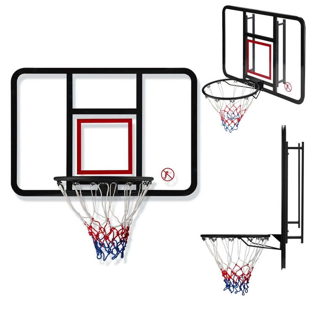 GFLCWYP 35.4 Inch Wall Mounted Basketball Backboard, Adjustable-Height Backboard and Rim Combo, Outdoor Wall Mount Basketball Hoop Fit Most Slanting Roofs