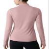 Zengjo Mock Neck Long Sleeve Thermal Shirts Women Fitted Thumb Holes(Pink,XL) view 2