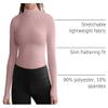 Zengjo Mock Neck Long Sleeve Thermal Shirts Women Fitted Thumb Holes(Pink,XL) view 4