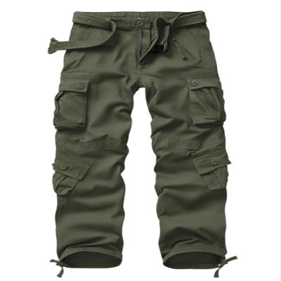 AKCARGO Cargo Pants for Men Casual Outdoor Relaxed Fit Camo Work Pants with 8 Pockets No Belt Military Green 32