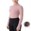 Long Sleeve Athletic Tops for Women Thermal Mock Neck(Pink,S) view 4