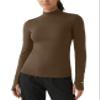 Zengjo Thumb Hole Long Sleeve Shirts for Women Yoga Workout(Light Brown,XS) view 2