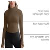 Zengjo Thumb Hole Long Sleeve Shirts for Women Yoga Workout(Light Brown,XS) view 4