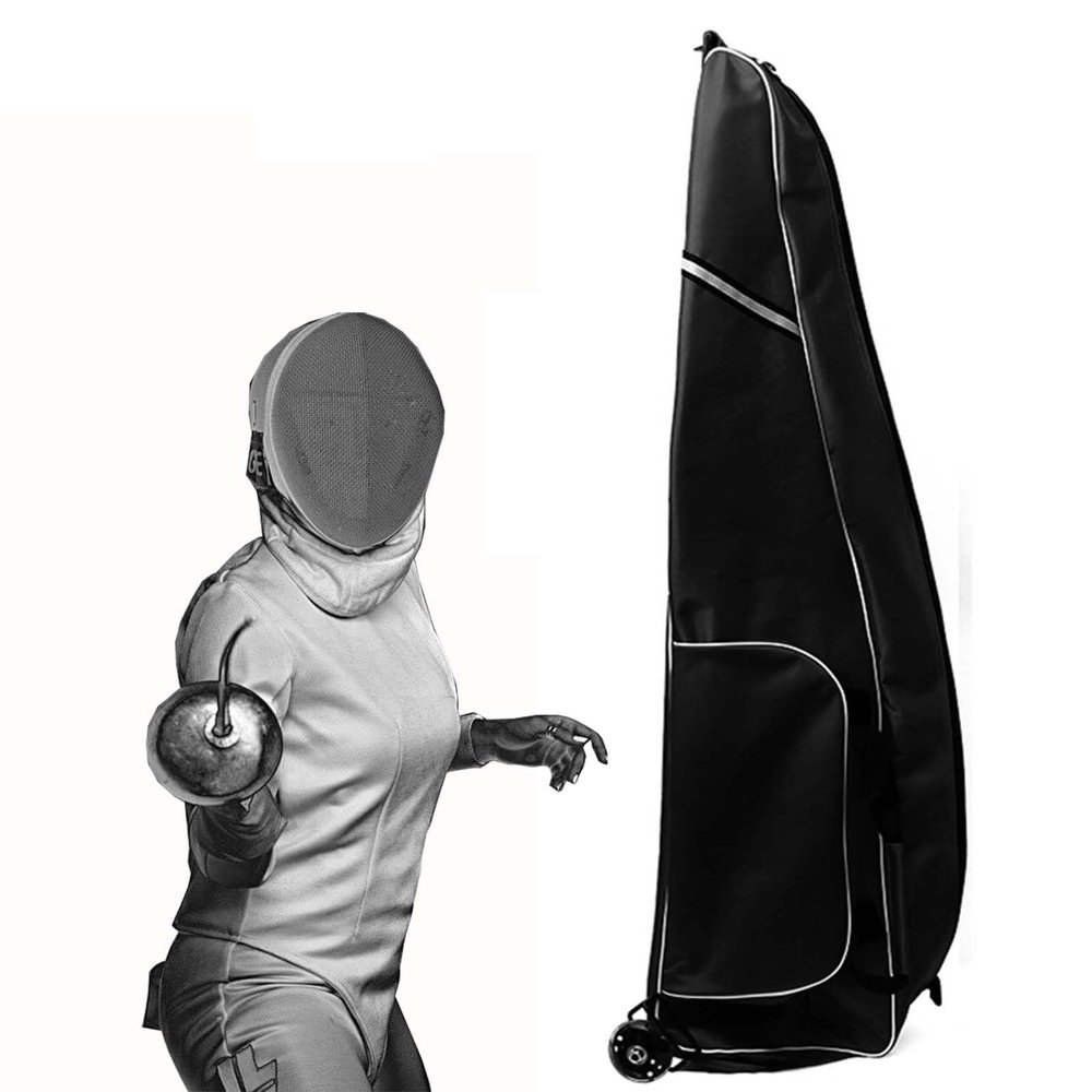 TBQATNTS Fencing Bag with Wheels - Draw-bar Rolling Fencing Bag,1680D Oxford Cloth - Waterproof and Durable, Adult Junior Fencing Equipment Bag - Fencing Sword Bag for Epee Saber and Foil,Black