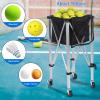 Foldable Tennis Ball Cart, Portable Tennis Balls Hopper Holds 160 Balls, Tennis Ball Hopper, Lightweight Tennis Ball Carrier with Wheels, Removable Bag, Side Pockets, Sports Teaching Cart 1 Set view 4
