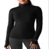 Zengjo Thumb Hole Long Sleeve Shirts for Women Yoga Workout(Black,XS)