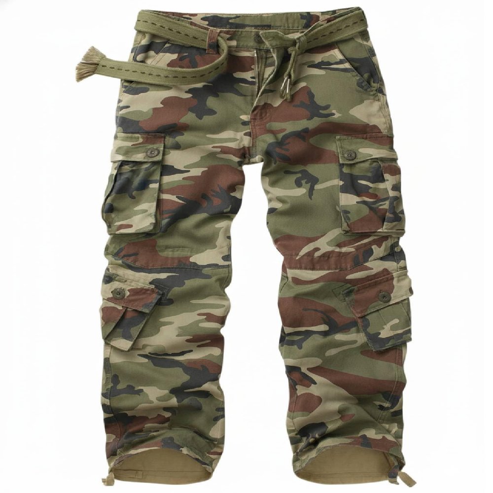 AKCARGO Cargo Pants for Men Casual Outdoor Relaxed Fit Camo Work Pants with 8 Pockets No Belt Battlefield Camo 42