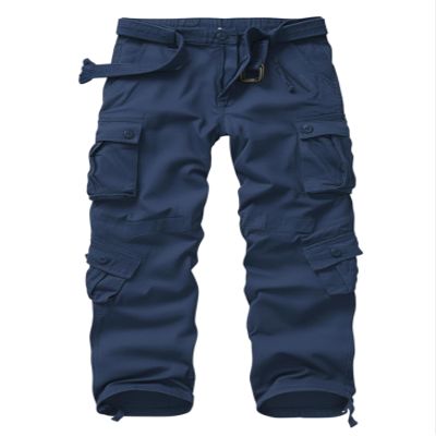 AKCARGO Cargo Pants for Men Casual Outdoor Relaxed Fit Camo Work Pants with 8 Pockets No Belt Royal Blue 36