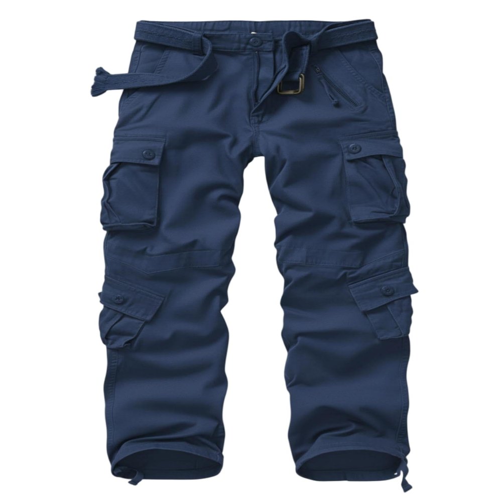AKCARGO Cargo Pants for Men Casual Outdoor Relaxed Fit Camo Work Pants with 8 Pockets No Belt Royal Blue 36