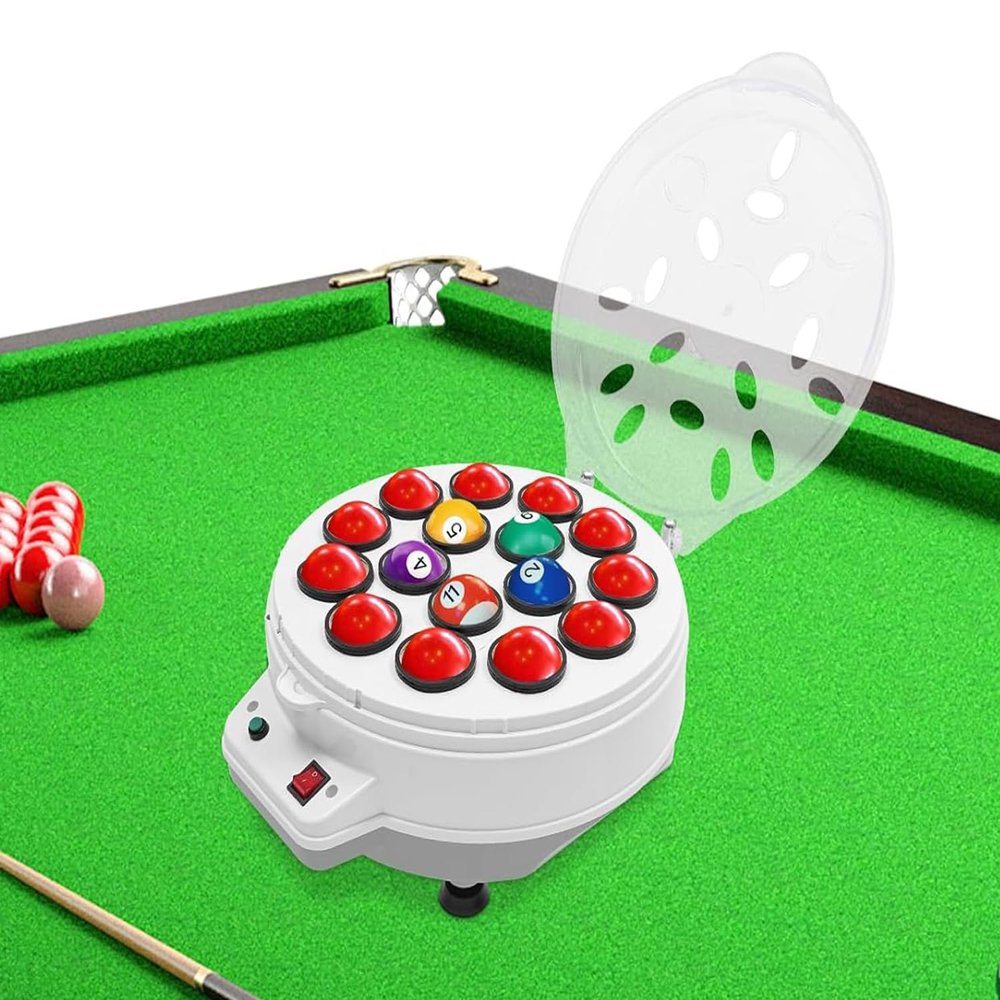 Deroanke Pool Ball Cleaner Machine, 110V 180W Billiard Ball Cleaner with Removable Tray, Automatic Pool Ball Polisher for Private Billiard Rooms, Manufacturers (16 Balls, 1000RPM)