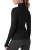 Long Sleeve Athletic Tops for Women Thermal Mock Neck(Black,L) view 4