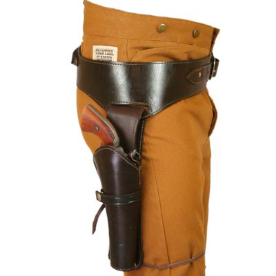 Full Grain Buff Leather Hip Gun Holster with Belt, Old Western Cowboy Revolver Pistol Gun Cover .22 Holster Heritage Rough Rider, Fast Draw Rig Fits 4" to 6.5" Barrel (.22 Caliber, 40 Inch-42 Inch)