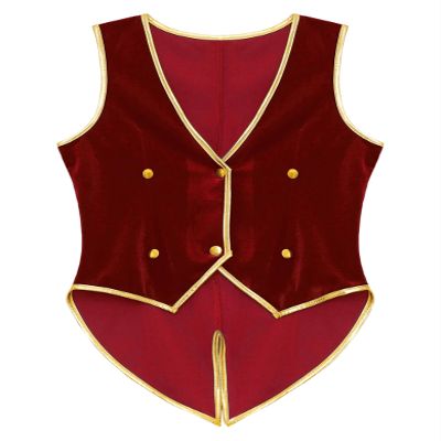 Eandarui Boys Kids Vintage Medieval Renaissance Tailcoat Velvet Vest Victorian Steampunk Button Down Waistcoat Red 6 Years