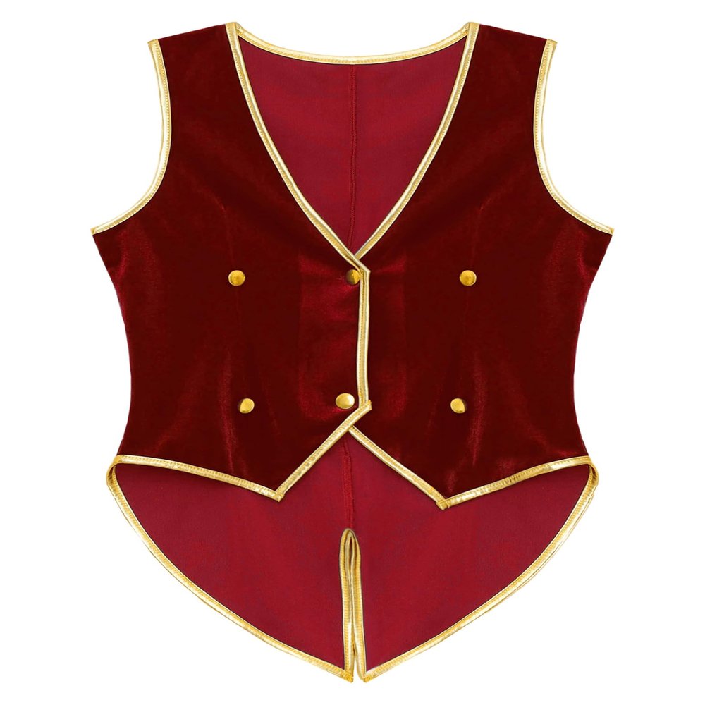 Eandarui Boys Kids Vintage Medieval Renaissance Tailcoat Velvet Vest Victorian Steampunk Button Down Waistcoat Red 6 Years