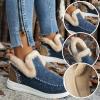 Women's Flat Fluffy Ankle Boots,Mini Boots Ankle,Anti-Slip Warm Snow Booties,Round Toe,Embroidered Patchwork Slip-On (Navy Blue,37/6.5-7) view 3