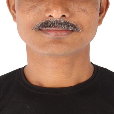 BC GOODS BY Cosplay Ready Men's Human Hair Mustache for a Realistic Look, Grey