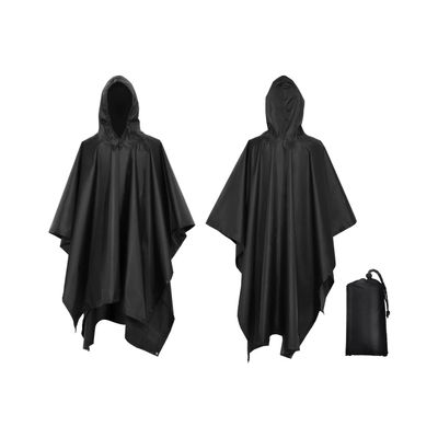Lixada Hooded Rain Poncho Waterproof Raincoat Jacket Reusable, Multi Use Rip Stop Lightweight Rain Coat for Men Women Adults