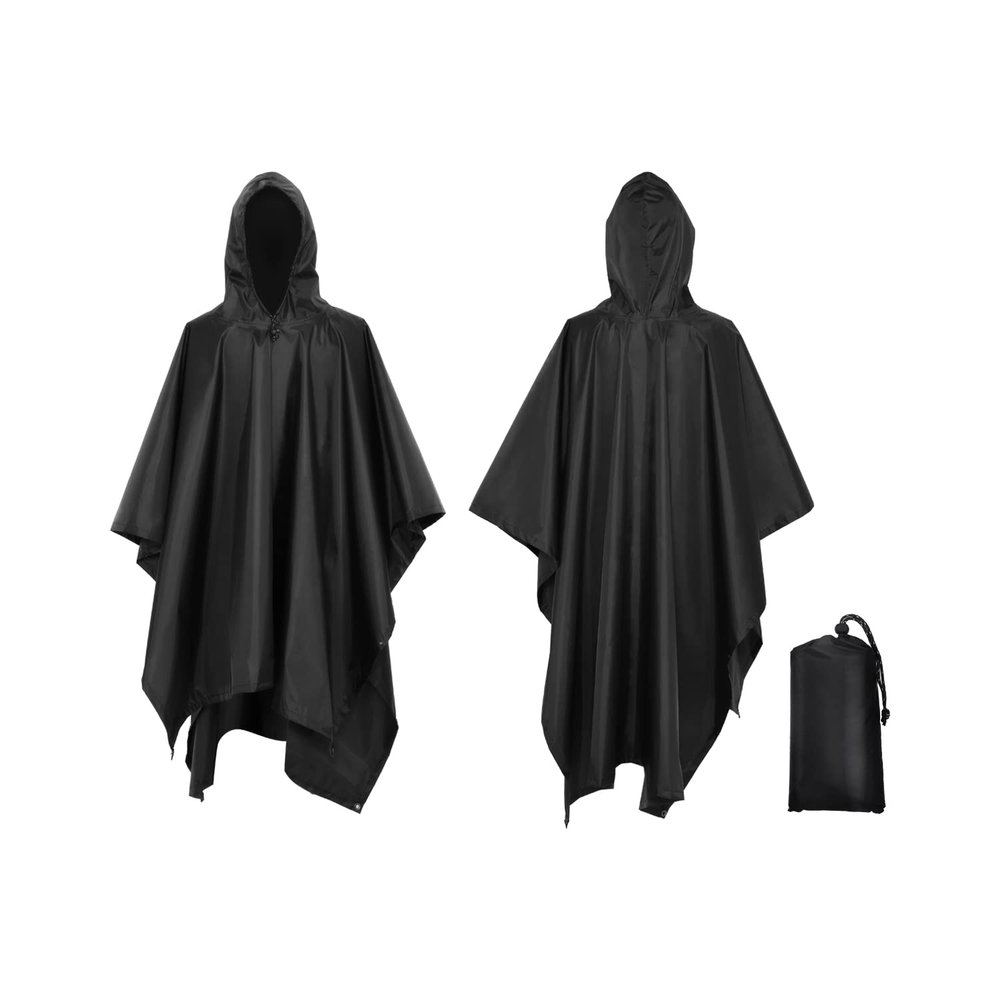 Lixada Hooded Rain Poncho Waterproof Raincoat Jacket Reusable, Multi Use Rip Stop Lightweight Rain Coat for Men Women Adults