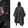 Lixada Hooded Rain Poncho Waterproof Raincoat Jacket Reusable, Multi Use Rip Stop Lightweight Rain Coat for Men Women Adults view 4