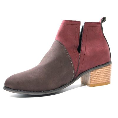Women's Ankle Booties Fashion Casual Rounded Toe V Cut Chunky Mid Heels Chelsea Boots Western Cowboy Dress Short Boots