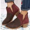 Women's Ankle Booties Fashion Casual Rounded Toe V Cut Chunky Mid Heels Chelsea Boots Western Cowboy Dress Short Boots view 2