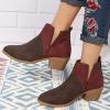 Women's Ankle Booties Fashion Casual Rounded Toe V Cut Chunky Mid Heels Chelsea Boots Western Cowboy Dress Short Boots view 3