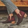 Women's Ankle Booties Fashion Casual Rounded Toe V Cut Chunky Mid Heels Chelsea Boots Western Cowboy Dress Short Boots view 4