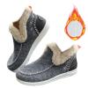 Women's Flat Fluffy Ankle Boots,Mini Boots Ankle,Anti-Slip Warm Snow Booties,Round Toe,Embroidered Patchwork Slip-On (Gray,40/8.5) view 1