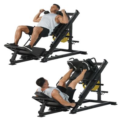 2 in 1 Leg Press Hack Squat Machine for Home Gym, Adjustable Leg Press Machine with Linear Bearing, Hack Squat Machine for Full Lower Body Workout with Weight Storage Posts, Black, 1Pcs