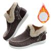 Women's Flat Fluffy Ankle Boots,Mini Boots Ankle,Anti-Slip Warm Snow Booties,Round Toe,Embroidered Patchwork Slip-On (Light Brown,43/10.5) view 1