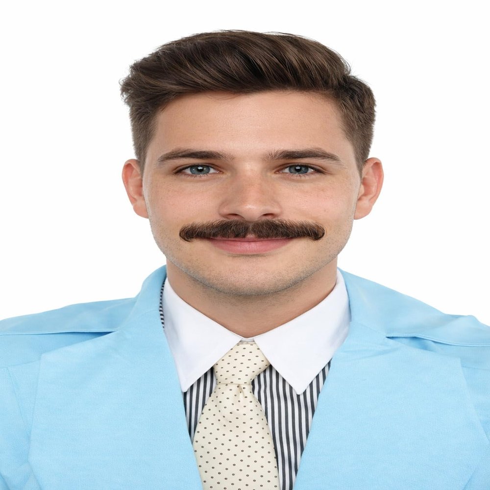 BC GOODS BY Men's Premium Human Hair Mustache Enhance Your Cosplay Look, Black