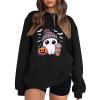 Numaller Oversized Crewneck Sweatshirt Women Halloween Sweatshirts Ghost Printed Drop Shoulder Cute Hoodies Y2K Fall Fleece Pullover Comfy Pumpkin Sweat Shirts Women Long Sleeve 2025, Black, XX-Large view 1