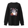 Numaller Oversized Crewneck Sweatshirt Women Halloween Sweatshirts Ghost Printed Drop Shoulder Cute Hoodies Y2K Fall Fleece Pullover Comfy Pumpkin Sweat Shirts Women Long Sleeve 2025, Black, XX-Large view 2