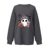 Halloween Sweatshirts for Women Crewneck Oversized Drop Shoulder Ghost Print Preppy Sweatshirt Loose Fit Fall Fleece Pullover Pumpkin Spider Cute Comfort Hoodie Trendy Outfits 2025, Dark Gray, Small view 3