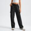 Cargo Sweatpants Women Baggy Wide Leg Fleece Sweatpants Drawstring High Waisted Jogger Pants Lounge Pants with Pockets Womens Fashion 2025 Trendy Clothes Lightweight Summer Casual Trousers Pant view 2