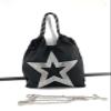 Ladies Black Silver spring summer autumn light weight small nylon shoulder star bijou strap Tote Bag 2WAY glitter lucky star light lac. Kira star bag Black Silver view 1
