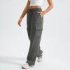 Cargo Sweatpants Women Baggy Wide Leg Fleece Sweatpants Drawstring High Waisted Jogger Pants Lounge Pants with Pockets Womens Fashion 2025 Trendy Clothes Lightweight Summer Casual Trousers Pant view 4