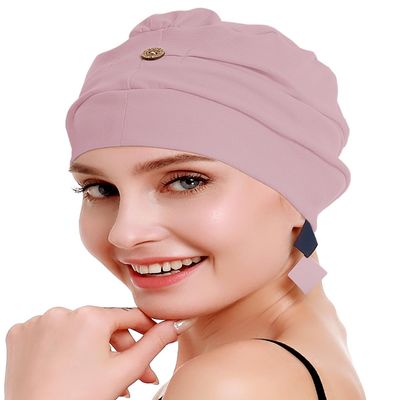 osvyo Cotton Chemo Turbans for Women Cancer Hairloss hat - Cotton Lightweight Headwear Sealed Packaging Light-Apricot-Blush