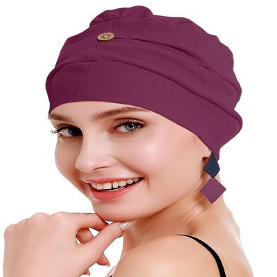 osvyo Cotton Chemo Turbans for Women Cancer Hairloss hat - Cotton Lightweight Headwear Sealed Packaging Light Burgundy