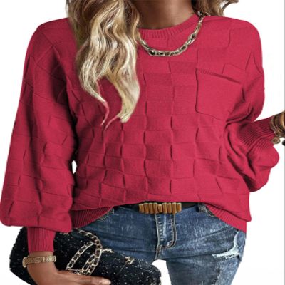 SHEWIN Spring Outfits for Women 2026 Casual Long Sleeve Soft Lightweight Knit Sweater Cozy Cute Oversized Sweaters for Women Red XX-Large