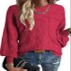 SHEWIN Spring Outfits for Women 2026 Casual Long Sleeve Soft Lightweight Knit Sweater Cozy Cute Oversized Sweaters for Women Red XX-Large view 1